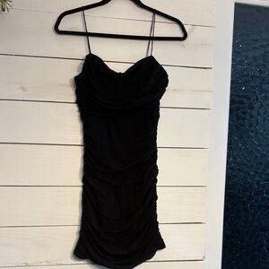 Hello Molly Black Ruched Mini Dress